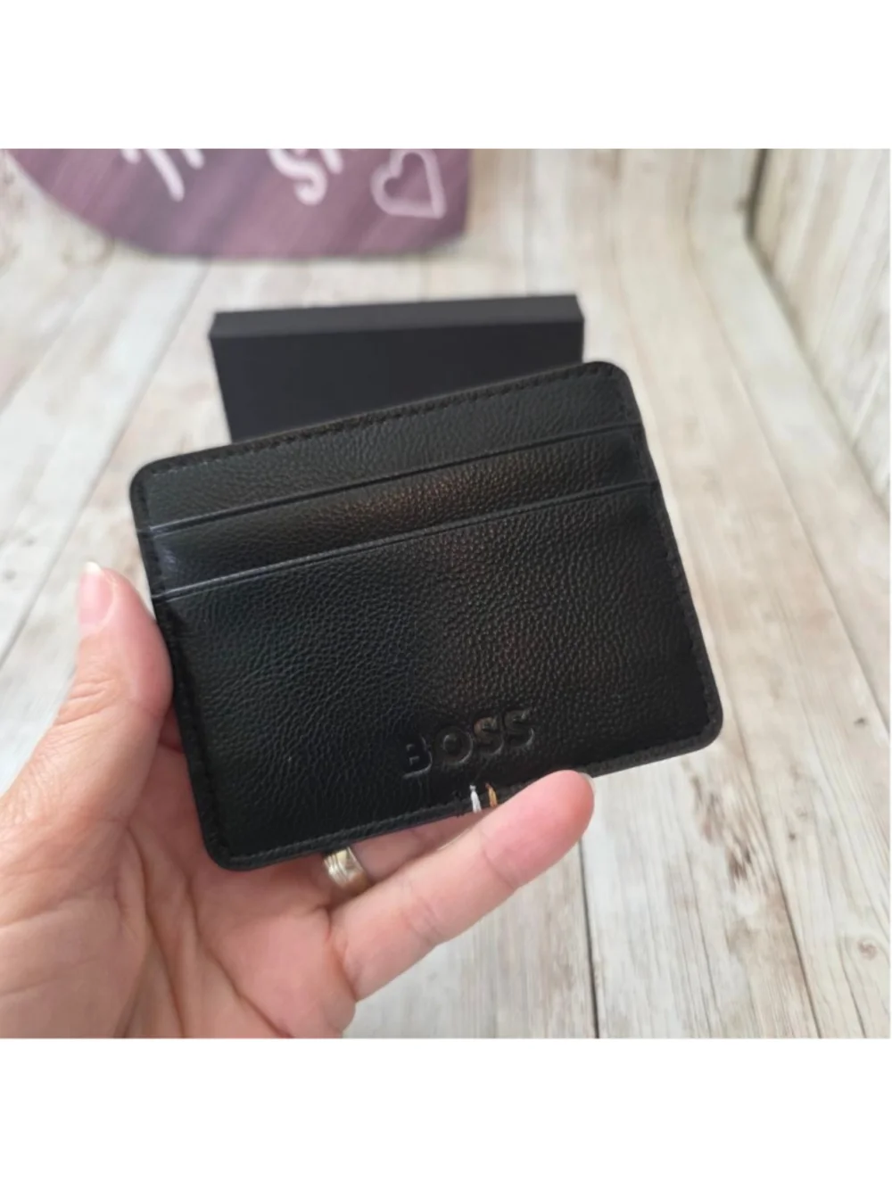 Men's BOSS Black Leather Card Holder NWOT